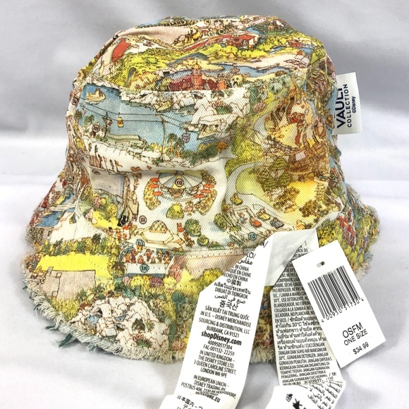 Walt Disney World Parks 50th Anniversary Vault Park Maps Adult Bucket Hat - NEW - Picture 5 of 5